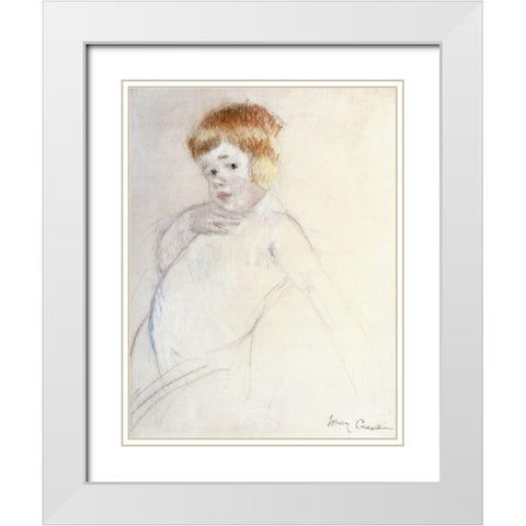Study of the Baby for The Caress White Modern Wood Framed Art Print with Double Matting by Cassatt, Mary