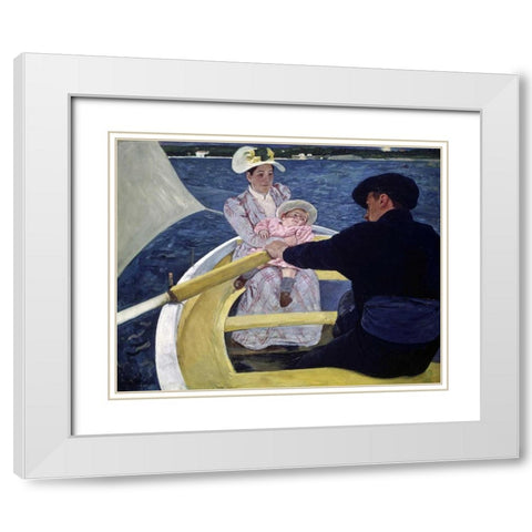 The Boating Party White Modern Wood Framed Art Print with Double Matting by Cassatt, Mary