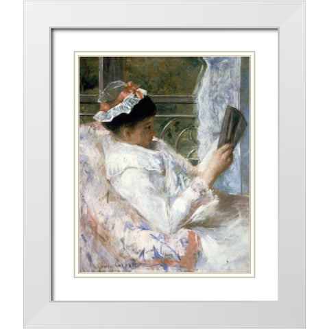 The Reader White Modern Wood Framed Art Print with Double Matting by Cassatt, Mary