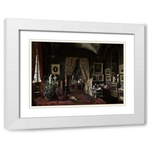 Empress Eugenie In The Salon at Tuileries White Modern Wood Framed Art Print with Double Matting by Castiglione, Giuseppe