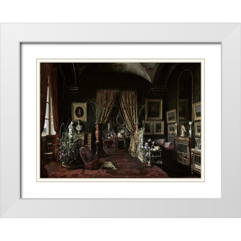 Empress Eugenie In The Salon at Tuileries White Modern Wood Framed Art Print with Double Matting by Castiglione, Giuseppe
