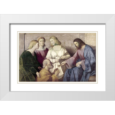 Jesus Gives The Keys To Peter White Modern Wood Framed Art Print with Double Matting by Catena, Vincenzo di Biagio