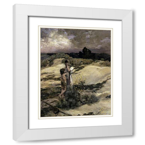 Hagar and Ishmael White Modern Wood Framed Art Print with Double Matting by Cazin, Jean Charles