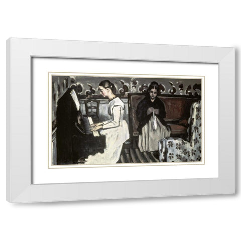 Girl at the Piano -The TannhÃ¤user Overture White Modern Wood Framed Art Print with Double Matting by Cezanne, Paul