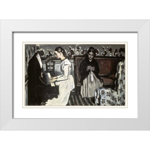Girl at the Piano -The TannhÃ¤user Overture White Modern Wood Framed Art Print with Double Matting by Cezanne, Paul