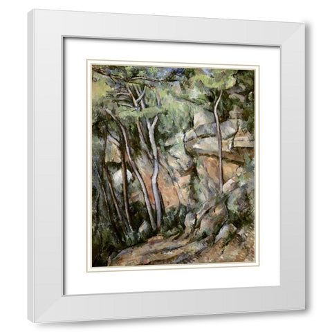 In The Park of Chateau Noir White Modern Wood Framed Art Print with Double Matting by Cezanne, Paul