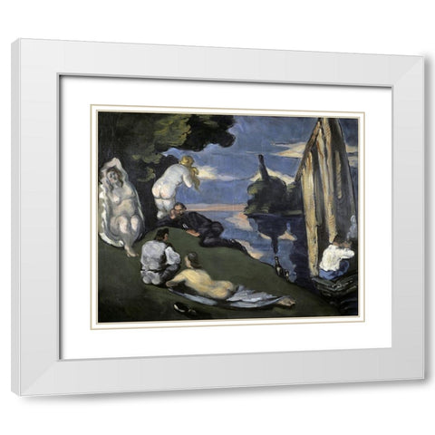 Pastoral White Modern Wood Framed Art Print with Double Matting by Cezanne, Paul