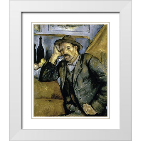 Smoker White Modern Wood Framed Art Print with Double Matting by Cezanne, Paul