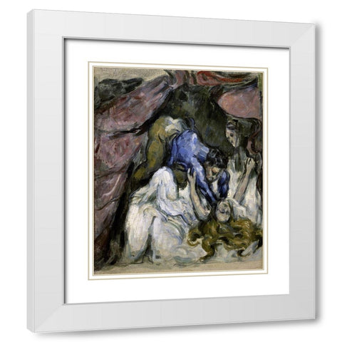 The Strangled Woman (Le Femme Stranglee) White Modern Wood Framed Art Print with Double Matting by Cezanne, Paul