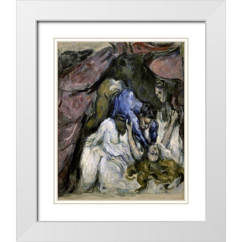 The Strangled Woman (Le Femme Stranglee) White Modern Wood Framed Art Print with Double Matting by Cezanne, Paul
