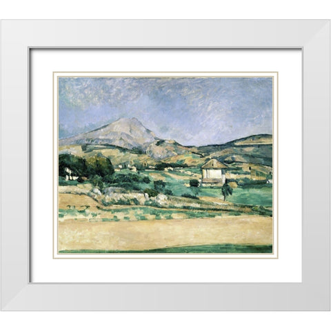 Valley of Mount St. Victoire White Modern Wood Framed Art Print with Double Matting by Cezanne, Paul