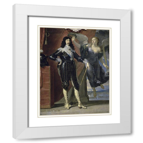 Louis Xiii Crowned By Victory White Modern Wood Framed Art Print with Double Matting by Champaigne, Philippe de