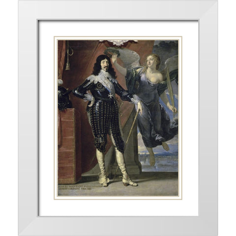 Louis Xiii Crowned By Victory White Modern Wood Framed Art Print with Double Matting by Champaigne, Philippe de