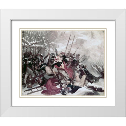 Death of General Montgomery White Modern Wood Framed Art Print with Double Matting by Chappell, Alonzo