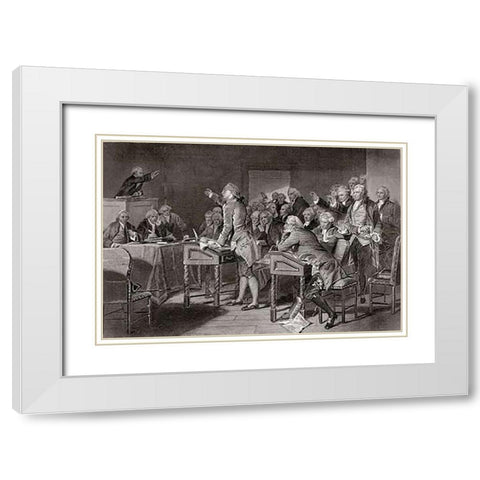 Patrick Henry Addressing The Virginia Assembley White Modern Wood Framed Art Print with Double Matting by Chappell, Alonzo