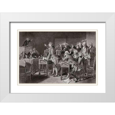 Patrick Henry Addressing The Virginia Assembley White Modern Wood Framed Art Print with Double Matting by Chappell, Alonzo