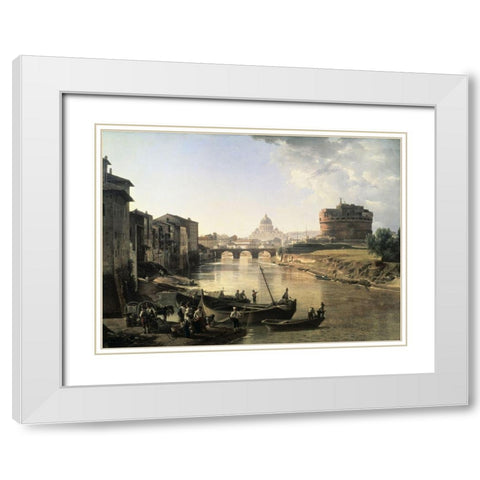 Rome, Castel San Angelo White Modern Wood Framed Art Print with Double Matting by Chedrin, Silvestre