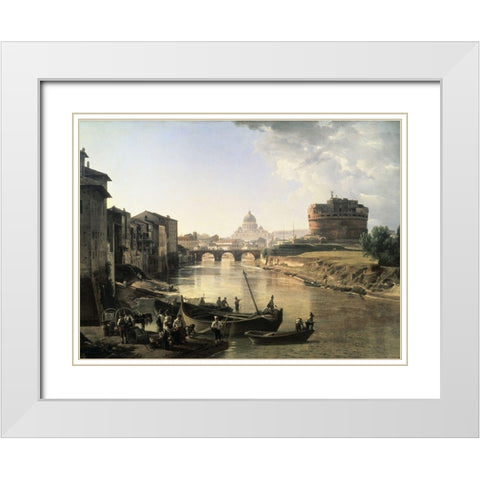 Rome, Castel San Angelo White Modern Wood Framed Art Print with Double Matting by Chedrin, Silvestre