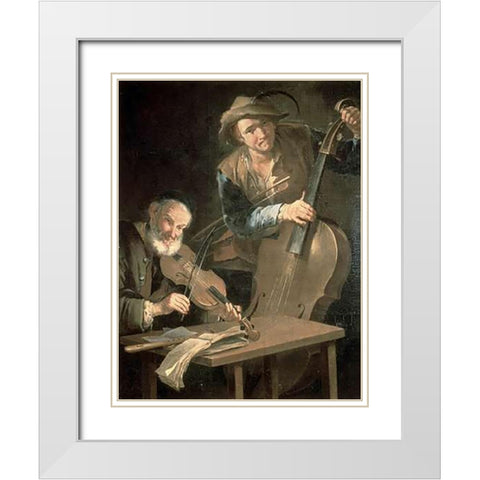 Musicians White Modern Wood Framed Art Print with Double Matting by Cipper, Giacomo Francesco