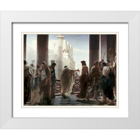 Ecce Homo White Modern Wood Framed Art Print with Double Matting by Ciseri, Antonio