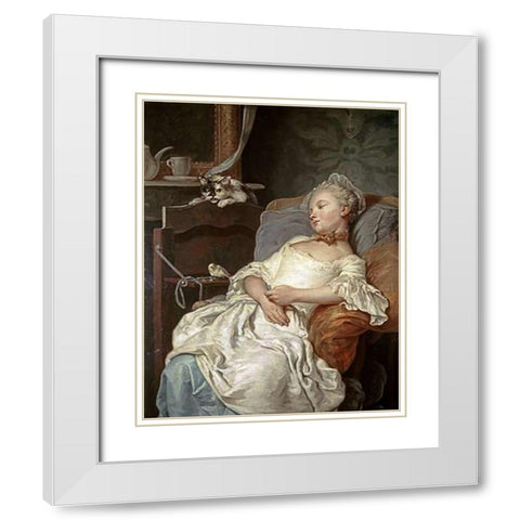 Rest Le ReVintage White Modern Wood Framed Art Print with Double Matting by Colson, Jean Francois