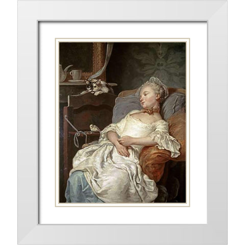 Rest Le ReVintage White Modern Wood Framed Art Print with Double Matting by Colson, Jean Francois