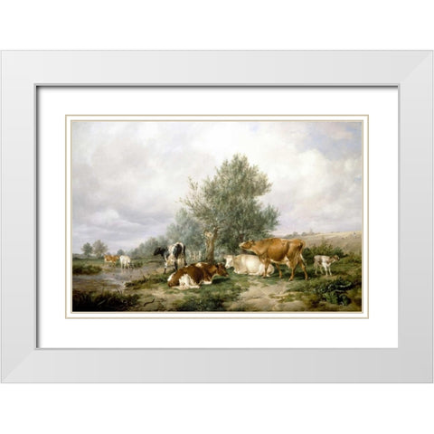 In Canterbury Meadows White Modern Wood Framed Art Print with Double Matting by Cooper, Thomas Sidney