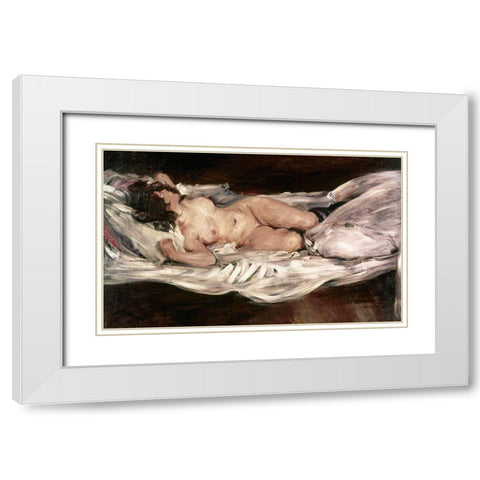 Recumbent Nude White Modern Wood Framed Art Print with Double Matting by Corinth, Lovis