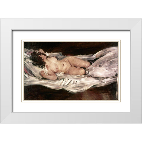 Recumbent Nude White Modern Wood Framed Art Print with Double Matting by Corinth, Lovis