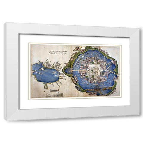Gulf of Mexico and Mexico City White Modern Wood Framed Art Print with Double Matting by Cortes, Hernando