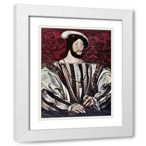 Francis I of France White Modern Wood Framed Art Print with Double Matting by Couet, Jean