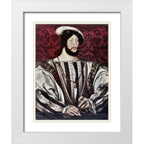 Francis I of France White Modern Wood Framed Art Print with Double Matting by Couet, Jean