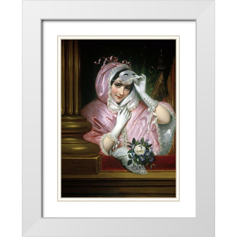 The Mask White Modern Wood Framed Art Print with Double Matting by Court, Joseph Desire
