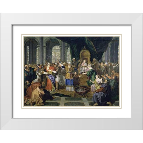 Athaliah Chased From The Temple White Modern Wood Framed Art Print with Double Matting by Coypel, Charles Antoine