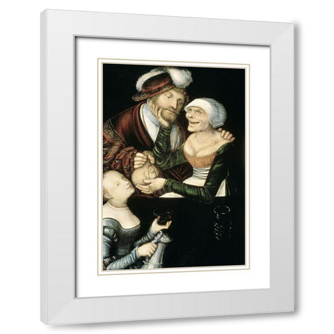 A Procuress White Modern Wood Framed Art Print with Double Matting by Cranach, Lucas