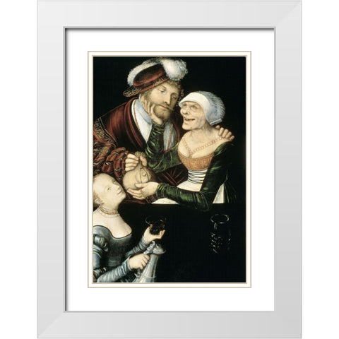 A Procuress White Modern Wood Framed Art Print with Double Matting by Cranach, Lucas