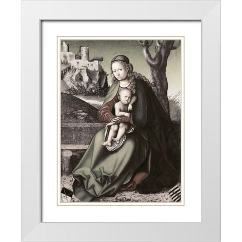 Madonna and Child White Modern Wood Framed Art Print with Double Matting by Cranach, Lucas