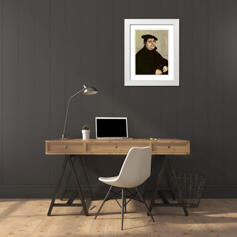 Martin Luther White Modern Wood Framed Art Print with Double Matting by Cranach, Lucas
