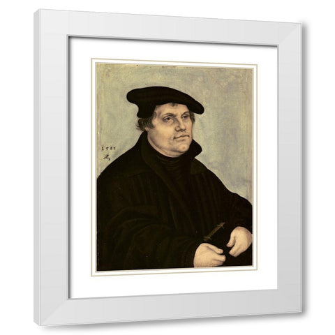 Martin Luther White Modern Wood Framed Art Print with Double Matting by Cranach, Lucas