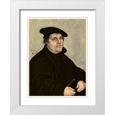 Martin Luther White Modern Wood Framed Art Print with Double Matting by Cranach, Lucas