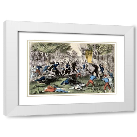 Battle of Bull Run, Va., July 21St, 1861 White Modern Wood Framed Art Print with Double Matting by Ives, Currier and