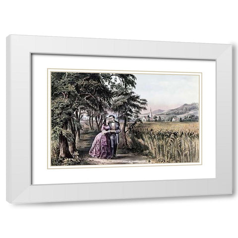 Four Seasons of Life: Season of Love White Modern Wood Framed Art Print with Double Matting by Ives, Currier and