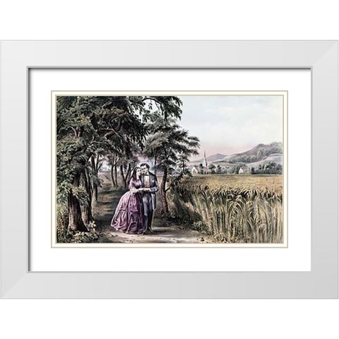Four Seasons of Life: Season of Love White Modern Wood Framed Art Print with Double Matting by Ives, Currier and