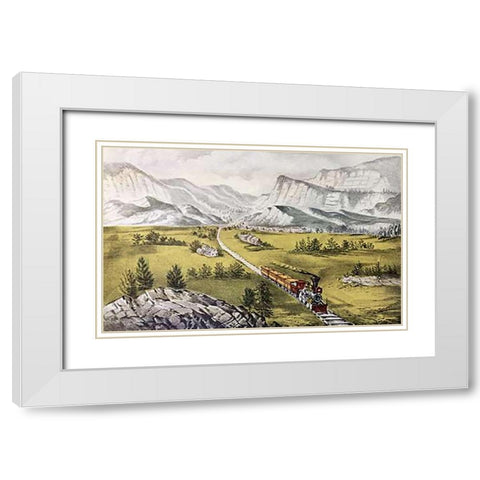 Great West White Modern Wood Framed Art Print with Double Matting by Ives, Currier and