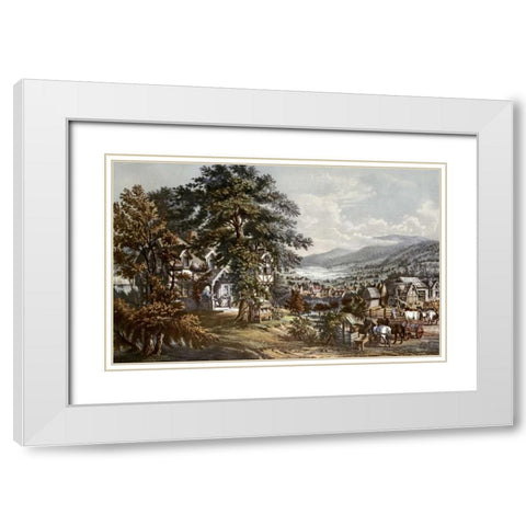 Home of Evangeline-Acadian Land White Modern Wood Framed Art Print with Double Matting by Currier and Ives