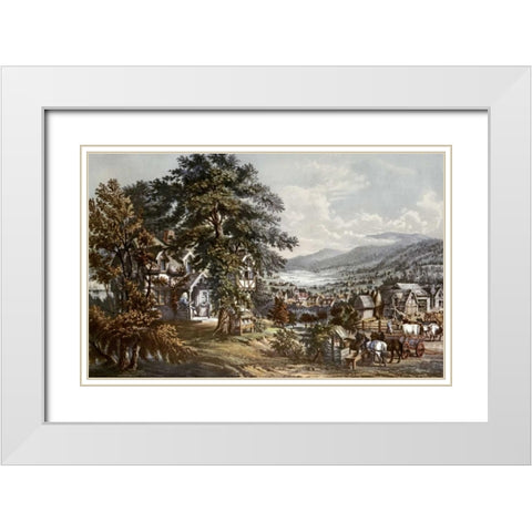 Home of Evangeline-Acadian Land White Modern Wood Framed Art Print with Double Matting by Currier and Ives
