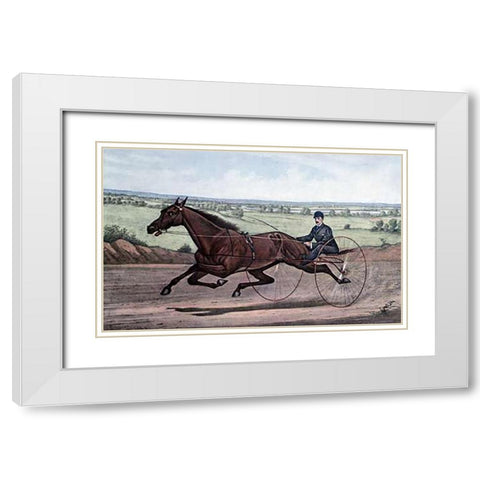 Queen of The Turf Maud S., Driven By W.W. Bair White Modern Wood Framed Art Print with Double Matting by Ives, Currier and