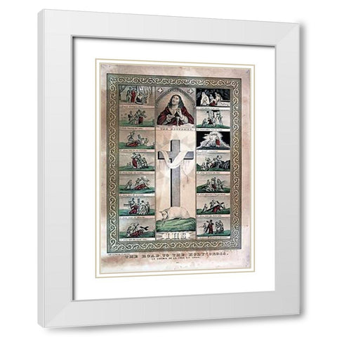 Road To The Holy Cross White Modern Wood Framed Art Print with Double Matting by Ives, Currier and