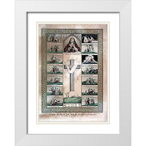 Road To The Holy Cross White Modern Wood Framed Art Print with Double Matting by Ives, Currier and
