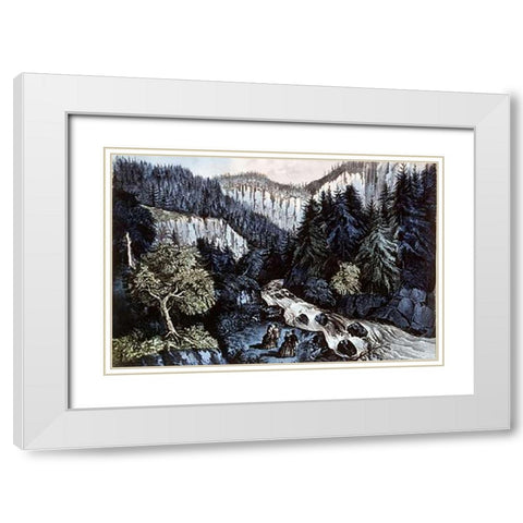 Source of The Hudson In Indian Pass Adirondacks White Modern Wood Framed Art Print with Double Matting by Ives, Currier and
